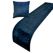 Navy Velvet Plush - Velvet Navy Blue Decorative Bed Runner and Pillow Cover - $55.09+