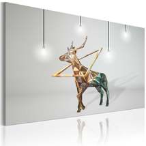 Tiptophomedecor Abstract Canvas Wall Art - Golden Deer - Stretched &amp; Framed Read - £64.48 GBP+