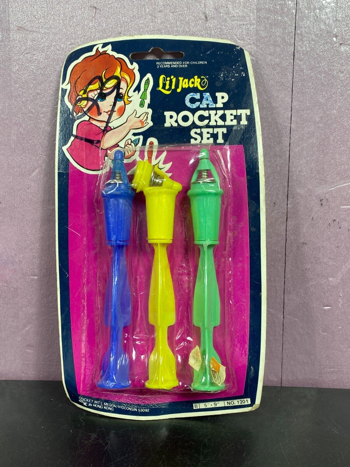 Primary image for Cap Rocket Set 1970s New Hong Kong Dime Store Toy Plastic Li'l Jack 3 Vintage