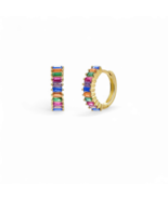 LUME Rainbow Gem Baguette 16k Gold Hoops - $25.00