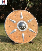 NauticalMart Aged Wood Shield Old Wooden Vikings Shield SCA Larp Medieval Props - £240.47 GBP
