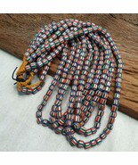 Vintage venetian style  african blue red glass chevron beads long strand... - $773.89 MXN