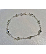 10&quot; Silver Crystal Beaded Chain Anklet - $14.50