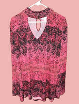 Cato Pink and Black Plus Size 3/4 Sleeve Keyhole Top - preowned - £6.79 GBP+