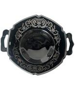 1920s Evangeline National Black Glass Silver Overlay Deposit Bowl L.E. S... - $36.58 CAD