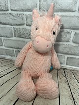Manhattan Toy 2016 plush pink unicorn ribbed sitting 14&quot; stuffed animal - £7.75 GBP