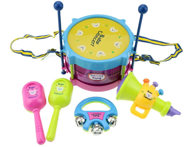 Play 5Pcs/4Pcs Play Drum Trumpet Toy Music Percussion Instrument Band Kit Early  - £22.91 GBP