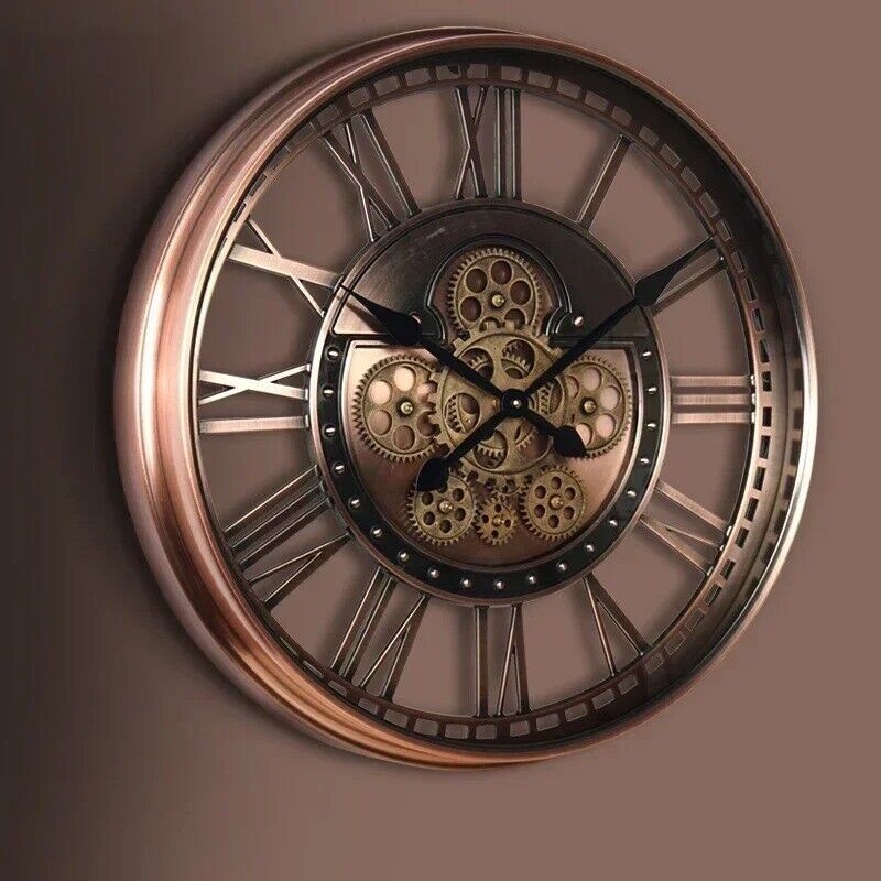 Large Prestige Wall Clock With Mechanical Gear Retro Creative Clock - $329.00