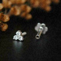 0.15Ct Diamanti Finti 3 Pietra Bottone Naso Pin 14k Placcato Oro Bianco Donna - £23.41 GBP