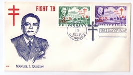 Philippines 1959 FDC Quezon Fight TB Surch Semipost Sc B12 B13 Thermogra... - £4.64 GBP