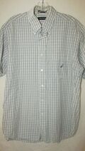 Men's Nautica Large blue plaid shirt short sleeve button down cotton che... - $9.79