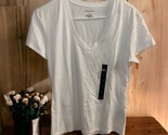 NWT Banana Republic T-Shirt Size M White Short Sleeve V Neck 100% recycl... - $18.80