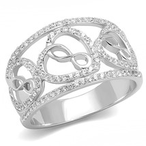 Vintage Simulated Diamond Infinity Heart Band 925 Sterling Silver Wedding Ring - £88.16 GBP