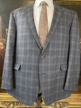 Kenneth Cole 50R Dark Gray Check 100% Wool Smooth Tweed 2Btn Blazer Jacket Coat - $69.99