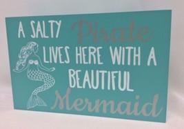 mermaid sign wall or table decor nautical 8” salty pirate beautiful mermaid - $340.99 MXN