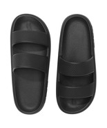 Victoria&#39;s Secret PINK Double Strap Pillow Slides Pure Black Large NEW - $34.19 CAD