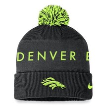 Denver Broncos Nike Black Neon Volt Cuffed Knit Hat with Pom Men&#39;s New - £63.12 GBP