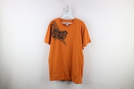 Vintage Fox Racing Mens Large Distressed Big Logo Short Sleeve T-Shirt Orange - £31.01 GBP
