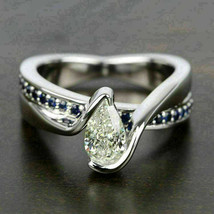 2.50 Ct Pear Cut VVS1/D Simulated Diamond Engagement Ring 925 Silver Gold Plated - £94.95 GBP