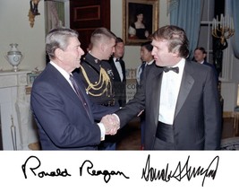 President Donald Trump &amp; Ronald Reagan Shaking Hands Autographed 8X10 Photograph - £6.76 GBP
