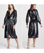 JOIE Kyria Caviar Black Sequin Long Raglan Sleeve Midi Dress - Size 12 - $372.20 CAD