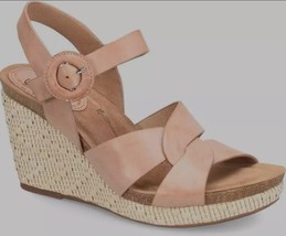 New Sofft  Women&#39;s Casidy Leather Wedge Sandal Shoes Whiskey Variety Sizes - $107.99