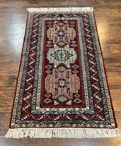 Pakistani Rug 3x5 Caucasian Kazak Geometric Design Vintage Wool Oriental Carpet - £630.69 GBP