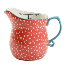 Pioneer Woman Breezy Blossom Measuring Pitcher 4-Cup Stoneware 1-Quart Pink Teal - £24.24 GBP