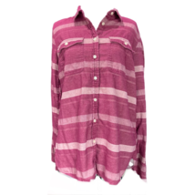 J Crew Women Button Up Shirt Pink Striped Long Sleeve Collar Round Hem P... - £19.56 GBP