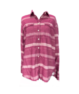 J Crew Women Button Up Shirt Pink Striped Long Sleeve Collar Round Hem P... - £19.37 GBP