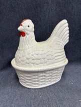 Vintage Rare White Hen On Nest. Large 7&quot; Long  7 3/4” Tall Unmarked Estate Find - £18.36 GBP