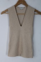 Vince XXS Beige V-Neck Shell Sleeveless Ribbed Cotton Blend Tank Sweater Top - £28.08 GBP