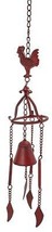Cast Iron Rustic Red Chicken Rooster Hanging Garden Patio Bell Wind Chim... - $32.99