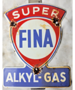 VINTAGE SUPER FINA Alkyl-GAS PORCELAIN SIGN PUMP PLATE GAS STATION OIL - £69.30 GBP