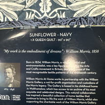 WILLIAM MORRIS SUNFLOWER NAVY/WHITE 1pc QUEEN QUILT NIP Beauitful - $122.19