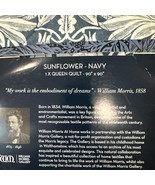 WILLIAM MORRIS SUNFLOWER NAVY/WHITE 1pc QUEEN QUILT NIP Beauitful - $131.38