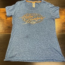 Harley Davidson Shirt Womens Extra Large Blue Burnout Dalton GA Rhinestone Top - £9.66 GBP