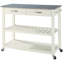 Crosley Furniture Portable Kitchen Cart with Solid Grey Granite Top - White - £396.37 GBP