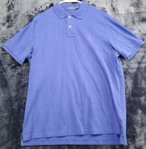 Polo Ralph Lauren Polo Shirt Men Large Blue 100% Cotton Short Sleeve Logo Collar - £15.41 GBP