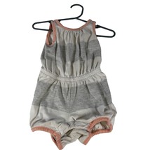 Old Navy Girls Size 6-12M Gray White Striped Romper w/ Cutout Back - £7.00 GBP