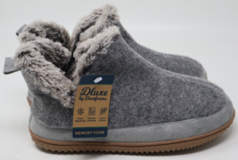 Deluxe By Dearfoams Slippers Women&#39;s 7-8 Memory Foam Comfort Bootie Gray NWT - $13.85