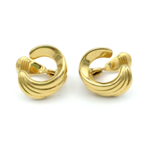 MONET vintage gold-tone semicircle clip-on earrings - ribbed textured C ... - £15.73 GBP