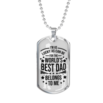 World&#39;s Best Dad Father Gift Necklace Stainless Steel or 18k Gold Dog Ta... - $47.45+