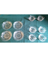Macbeth Evans 1930&#39;s &quot;S&quot; Pattern Stippled Rose Band Clear Crystal Tea Se... - $32.16 CAD