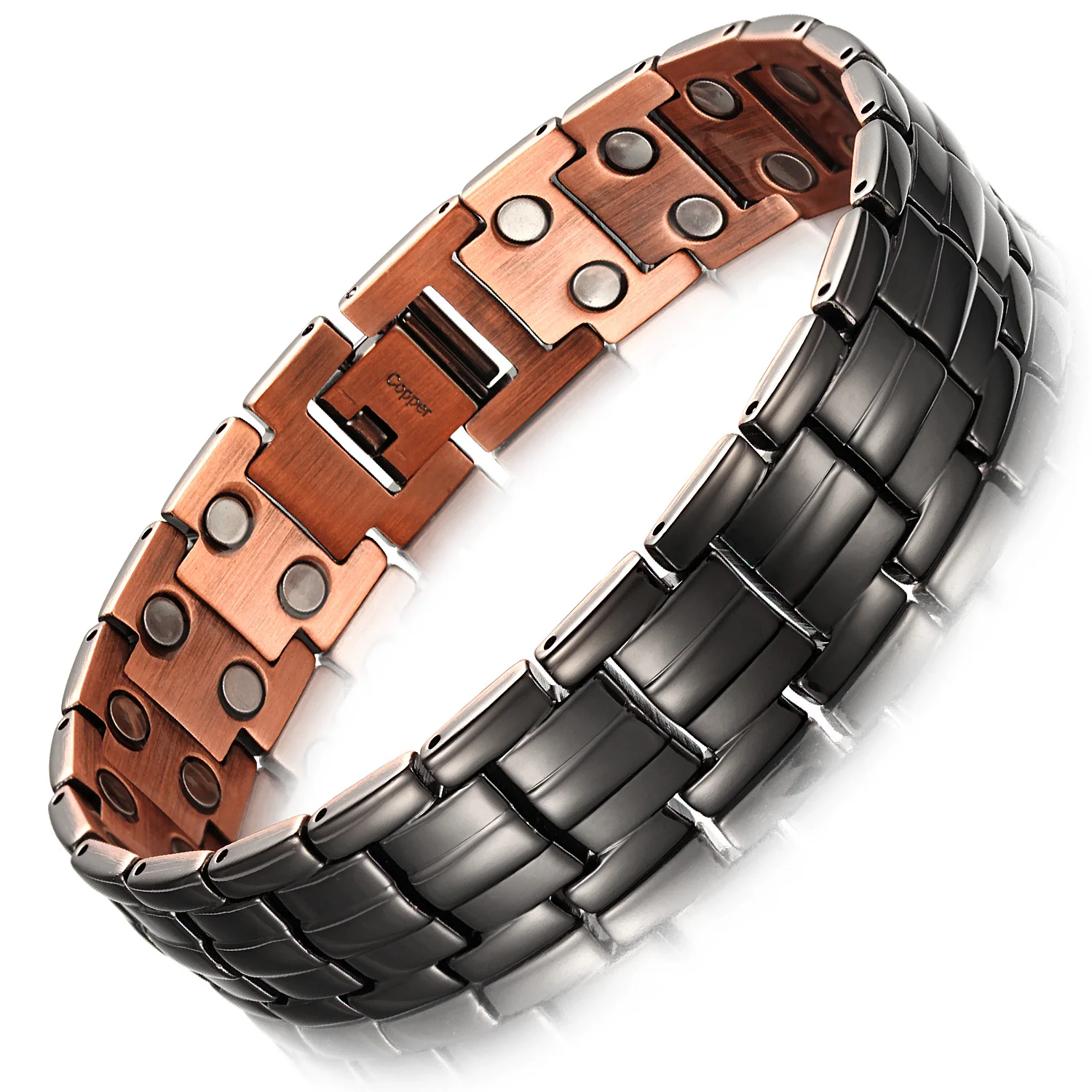 Fashion Copper Bracelet For Man Luxury Bio Energy Magnetic Bangles Hologram Leng - £32.86 GBP