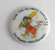 Vintage 1984 Los Angeles Olympics Sam The Olympic Eagle Lapel Hat Pin Button - £6.59 GBP