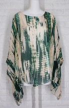 Grey Violet Layering Tunic Top Sheer Silk Green Creme Peach Tie Dye Nwt One Size - £62.27 GBP