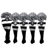 1 3 5 7 X Set NEW Pom Pom Head Covers Knit Sock Black Golf Club Cover He... - $80.35 CAD