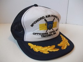 McChord Air Force Base Officers Open Mess Tacoma Wa Hat VTG Snapback Trucker Cap - £18.12 GBP