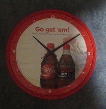 Coca-Cola Go get em! Round Plastic 14" Clock  Cover is defective (separate) - £7.71 GBP